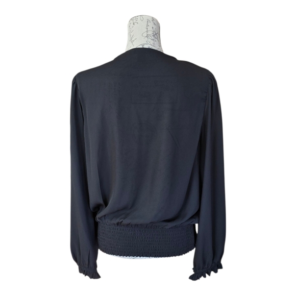 Halogen Black Faux Wrap Pullover Long Sleeve Blouse L - Picture 6 of 8